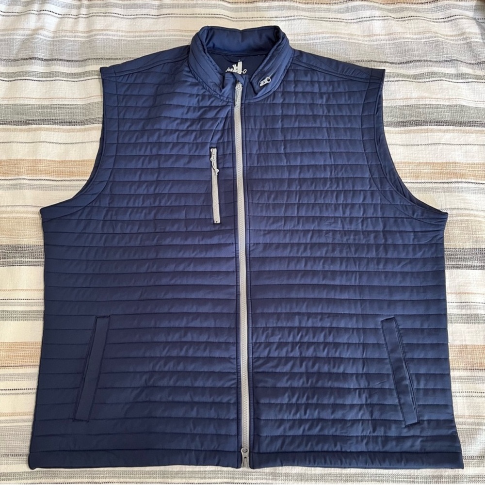 johnnie-O Blue Quilted Vest Lightweight Sleeveless